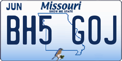 MO license plate BH5G0J