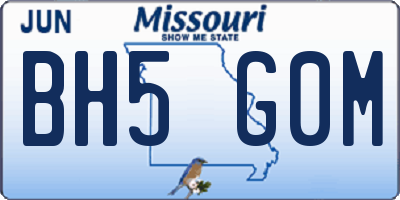 MO license plate BH5G0M