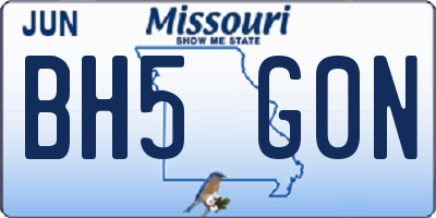 MO license plate BH5G0N