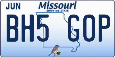MO license plate BH5G0P