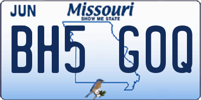 MO license plate BH5G0Q