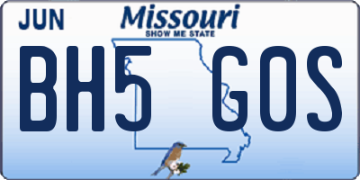 MO license plate BH5G0S