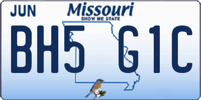 MO license plate BH5G1C