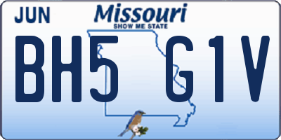 MO license plate BH5G1V