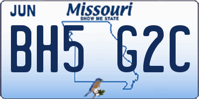 MO license plate BH5G2C
