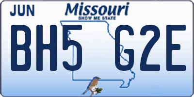 MO license plate BH5G2E