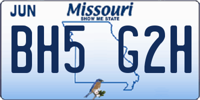 MO license plate BH5G2H