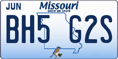 MO license plate BH5G2S