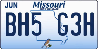 MO license plate BH5G3H
