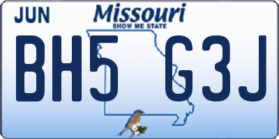 MO license plate BH5G3J