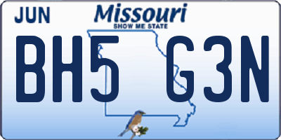 MO license plate BH5G3N