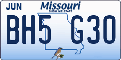 MO license plate BH5G3O