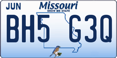 MO license plate BH5G3Q