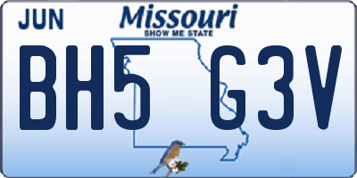 MO license plate BH5G3V