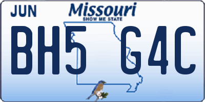 MO license plate BH5G4C