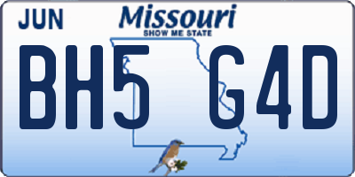 MO license plate BH5G4D