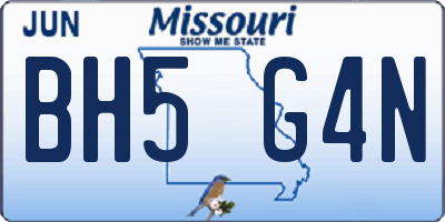 MO license plate BH5G4N