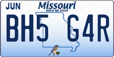 MO license plate BH5G4R