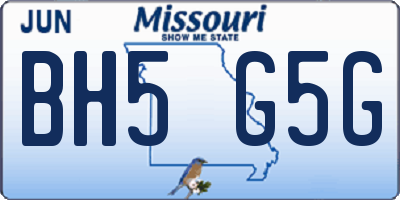 MO license plate BH5G5G