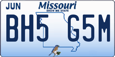 MO license plate BH5G5M