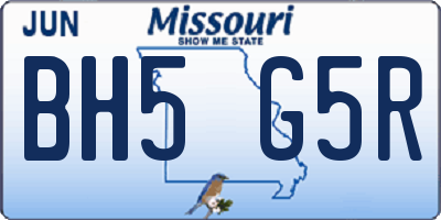 MO license plate BH5G5R