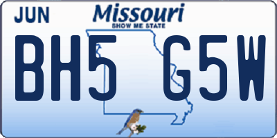 MO license plate BH5G5W
