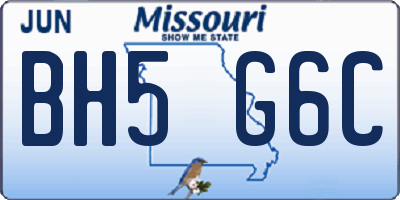 MO license plate BH5G6C