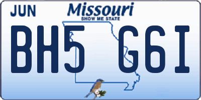 MO license plate BH5G6I