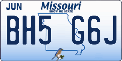 MO license plate BH5G6J