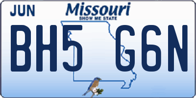 MO license plate BH5G6N