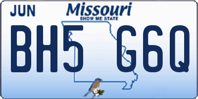 MO license plate BH5G6Q