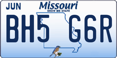 MO license plate BH5G6R