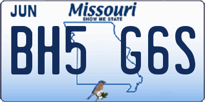 MO license plate BH5G6S