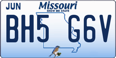 MO license plate BH5G6V
