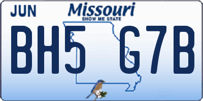 MO license plate BH5G7B