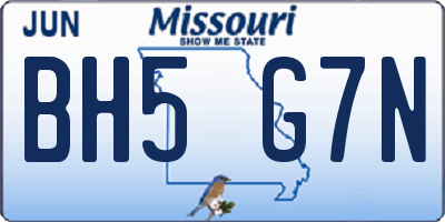 MO license plate BH5G7N