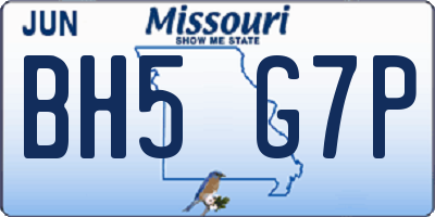 MO license plate BH5G7P