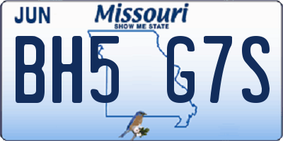 MO license plate BH5G7S