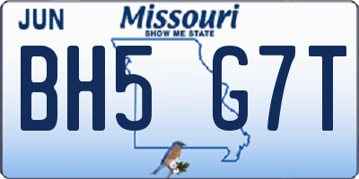 MO license plate BH5G7T