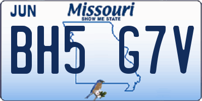 MO license plate BH5G7V