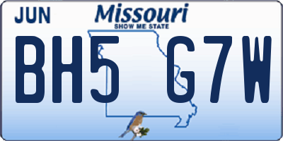 MO license plate BH5G7W