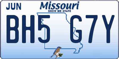 MO license plate BH5G7Y