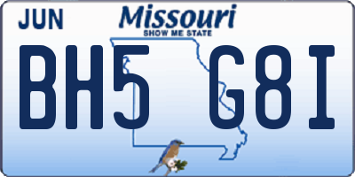 MO license plate BH5G8I