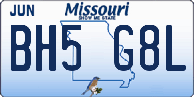 MO license plate BH5G8L