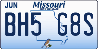 MO license plate BH5G8S