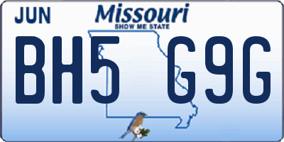 MO license plate BH5G9G