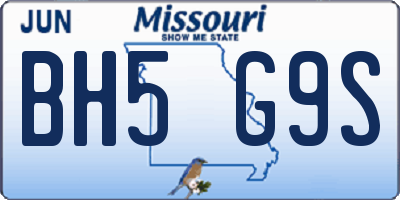 MO license plate BH5G9S