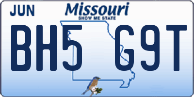 MO license plate BH5G9T