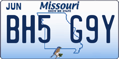 MO license plate BH5G9Y