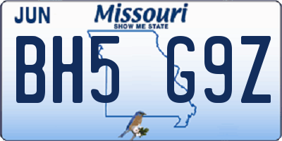 MO license plate BH5G9Z